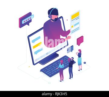 Blogging online - modern colorful isometric vector illustration Stock Vector