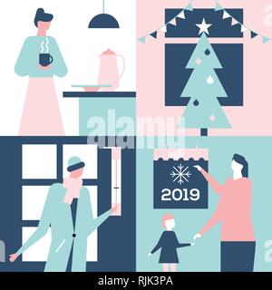 Happy new year - flat design style colorful illustration Stock Vector