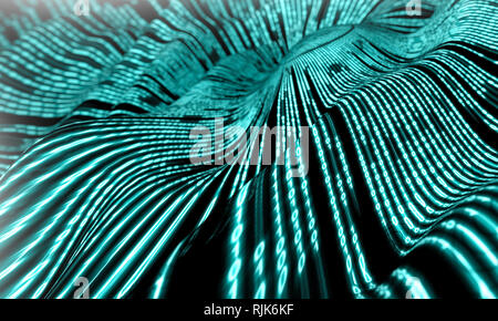 Computing and technology background.Wave and virtual surface.3d illustration Stock Photo