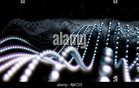 Science and technology concept abstract background. Waves and dots mesh Stock Photo