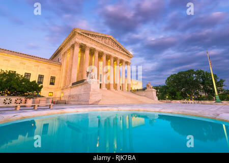 United States Supreme Court Building at dusk in Washington DC, USA.