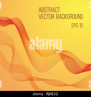 Vector abstract wave background in orange color. Smooth lines. Flyer, brochure design. Eps 10 file. Corporate identity. Vector illustration. Stock Vector