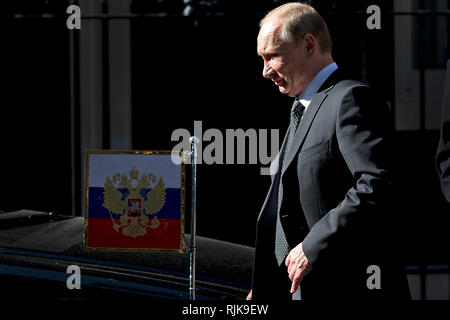 Russian President Vladimir Putin leaves 10 Downing Street in London on June 16 2013. Stock Photo