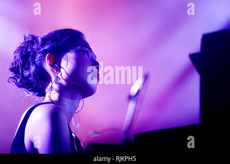 ROME - 5 August, 2018: The pianist Sunhee You collaborates with Max Gazzè during his show “Alchemaya” Stock Photo