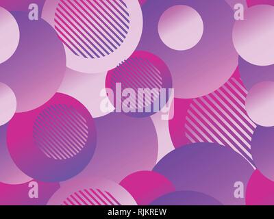 Seamless pattern with circles. Futurism retro background in style 1980s. Retrowave. Vector illustration Stock Vector
