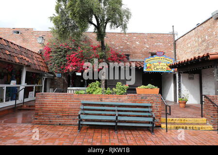 Olvera Street (Calle Olvera or Placita Olvera) is a historic district in downtown Los Angeles. Stock Photo