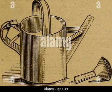 . Barry's Fruit garden. Fruit-culture. MACHINES FOR WATERING. 505 grapes, and held it firmly until it is brought down. These are very useful for gathering a few bunches of grapes from the top of a house or trellis (fig. 188). Section 4.—Machines for Watering. The Sand-Syringe (fig. 189).—This is a very useful implement for sprinkling and washing the foliage of trees in dry weather. There are various kinds, made of tin, copper, and brass, and sold at various prices. Whatever sort is used should have several caps {A) to regulate the quantity or shower of water discharged; and they should also ha Stock Photo
