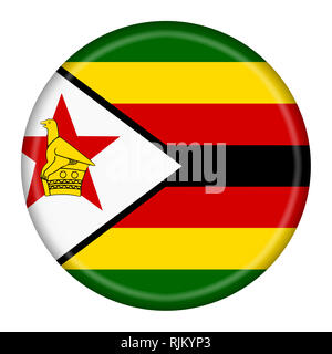 A button illustration Zimbabwe flag isolated on a white background with clipping path Stock Photo