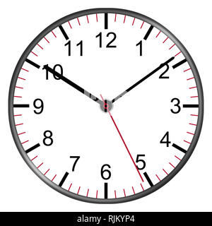 A clock face with numbers illustration second minute hour hands Stock Photo