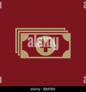 Money icon. Yen and cash, coin, currency, bank symbol. Flat design. Stock - Vector Stock Vector