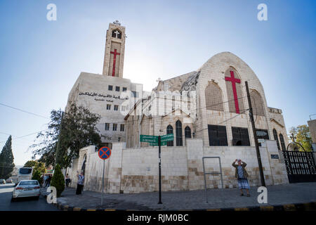 Catholic Church against the blue sky. Amman, Jordan. 27 October 2018. Stock Photo