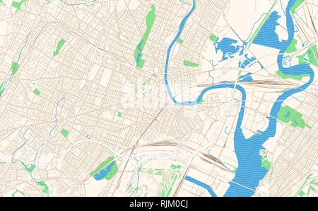 Modern City Map - Newark New Jersey city of the USA with neighborhoods