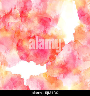 A seamless background pattern in pink, with abstract brush strokes and splashes. A romantic pastel watercolour repeat print Stock Photo
