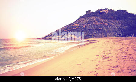 Landscape photo of Sai Noi beach with crystal clear turquoise sea water. View of the mountain on the beach, Had Sai Noi, Thailand. View of the mountai Stock Photo