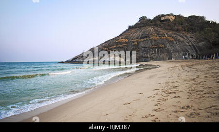 Landscape photo of Sai Noi beach with crystal clear turquoise sea water. View of the mountain on the beach, Had Sai Noi, Thailand. View of the mountai Stock Photo