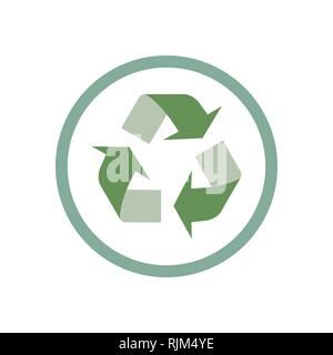 Recycle vector icon. Style is flat symbol, rounded angles, white background. Vector illustration, flat design. Stock Vector