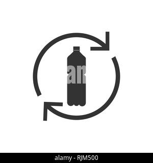 Recyclable plastic, Recycled bottle icon. Vector illustration, flat design. Stock Vector