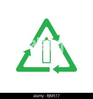 Recyclable plastic, Recycled bottle icon. Vector illustration, flat design. Stock Vector