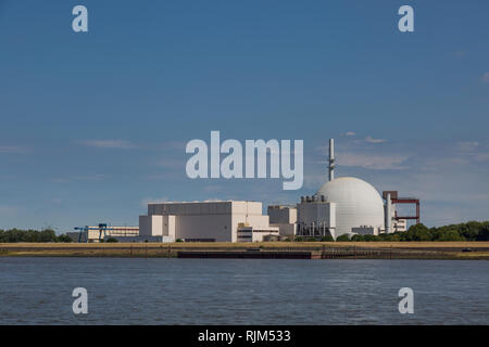 Power plant Brokdorf on river Elbe Stock Photo