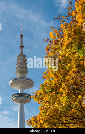 View of the Hamburg TV tower in autumn