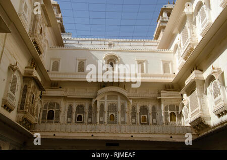 Decorative inner walls of Junagarh Fort, Bikaner, Rajasthan, India Stock Photo