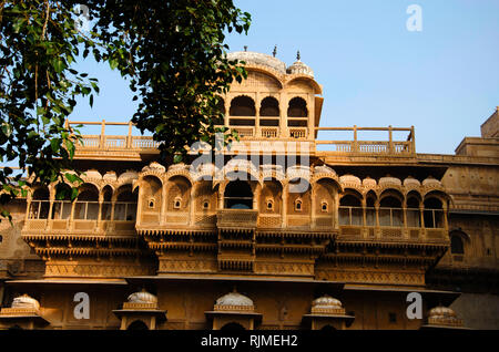 Beautifully carved windows situated in the fort complex, Jaisalmer, Rajasthan, India Stock Photo