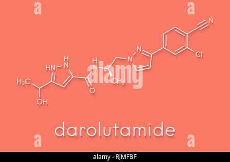 Darolutamide prostate cancer drug molecule. Skeletal formula. Stock Photo