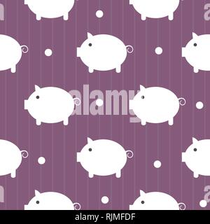 Seamless pattern, cute piggy art background design for fabric and decor Stock Vector