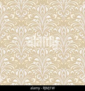 Symmetric seamless golden pattern. Decorative background in Baroque style. The rich decor of the shapes and lines for design of cloth or paper. Vector Stock Vector