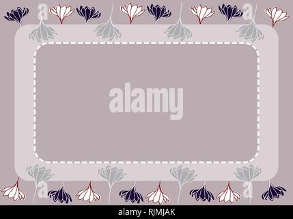 Floral elements vector card template in pink, gray,blue and white color palette Stock Vector