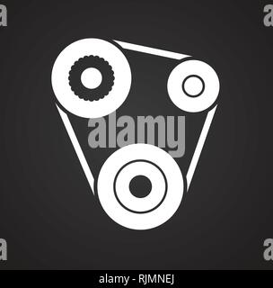 Car engine belt icon on black background for graphic and web design, Modern simple vector sign. Internet concept. Trendy symbol for website design web button or mobile app. Stock Vector