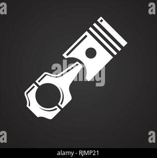 Engine piston icon on black background for graphic and web design, Modern simple vector sign. Internet concept. Trendy symbol for website design web button or mobile app. Stock Vector
