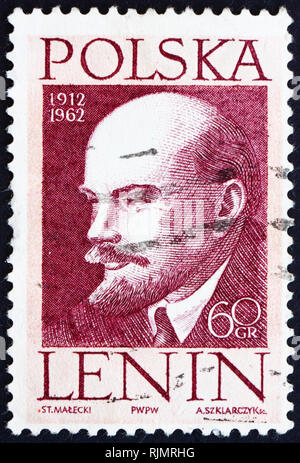 POLAND - CIRCA 1962: a stamp printed in the Poland shows Vladimir Lenin, Revolutionary and Politician, circa 1962 Stock Photo