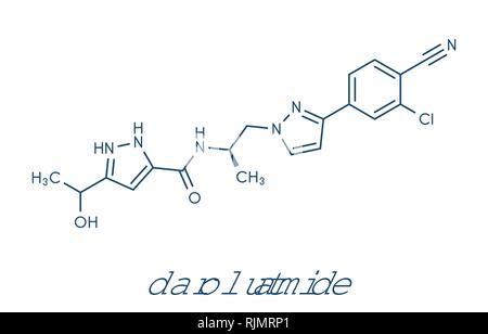 Darolutamide prostate cancer drug molecule. Skeletal formula. Stock Vector