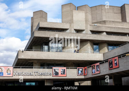 London England United Kingdom Great Britain Lambeth South Bank Royal National Theatre theater building exterior brutalist architecture by Deny Stock Photo