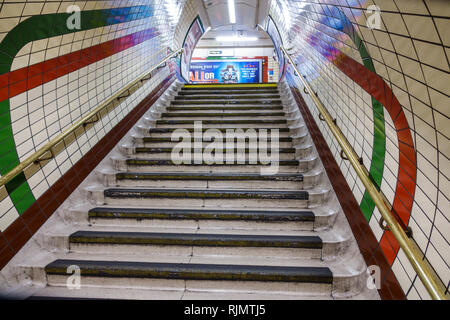 United Kingdom Great Britain England London Westminster Piccadilly Circus Underground Station subway tube public transportation steps stairs s Stock Photo