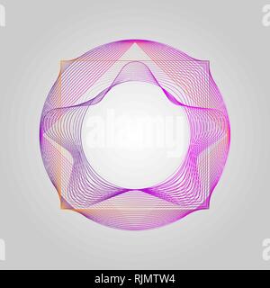 Neon Star with circle gradient rectangular frame. Stylized Guilloche Element Stock Vector