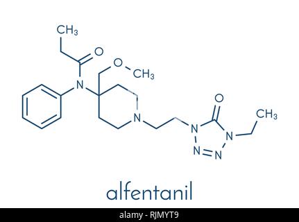 Fentanyl (fentanil) opioid analgesic drug molecule. Skeletal formula. Stock  Vector
