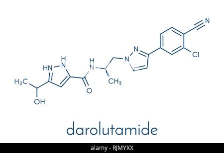 Darolutamide prostate cancer drug molecule. Skeletal formula. Stock Vector