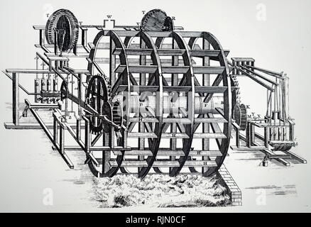 Illustration showing Marc Isambard Brunel's machinery for making pulley blocks, used in Portsmouth Dockyards. 1866 Stock Photo