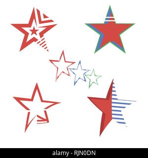 Red Star Logo Concept. Elegant Lightning Symbol. Modern Starry Design Element. Stock Vector