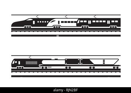 Passenger and freight railway transportation - vector illustration Stock Vector