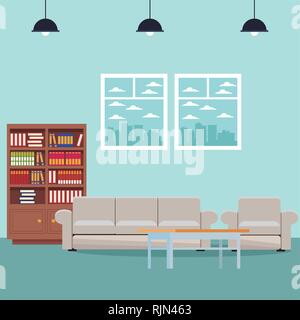 modern furniture room cartoon Stock Vector