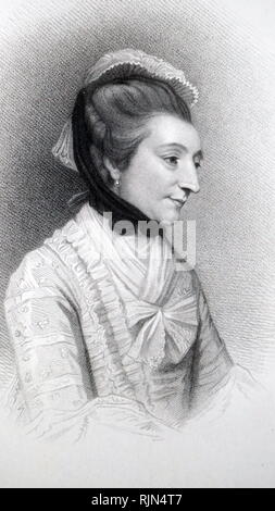 Illustration showing Elizabeth Montagu (1718 – 1800); British social reformer, patron of the arts, salonist, literary critic, and writer who helped organize and lead the Blue Stockings Society. Stock Photo