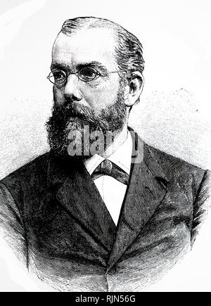 Illustration showing Robert Koch (1843 – 1910); German physician and microbiologist. As the founder of modern bacteriology, he identified the specific causative agents of tuberculosis, cholera, and anthrax and gave experimental support for the concept of infectious disease Stock Photo