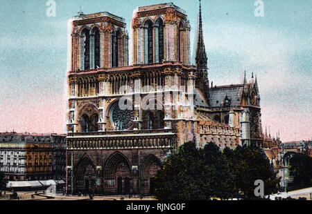 A hand-tinted lithograph of Paris. Dated 20th century Stock Photo