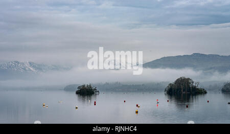 Lake Windermere on a winter's morning Stock Photo