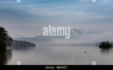 Lake Windermere on a winter's morning Stock Photo