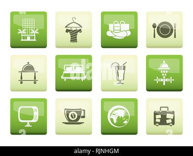 Hotel, motel and holidays icons over color background - vector icon set Stock Vector