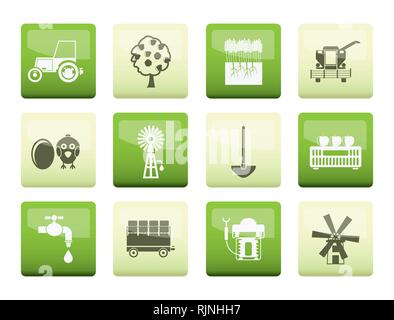 Farming industry and farming tools icons over color background - vector icon set Stock Vector